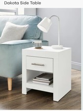 Dakota Side Table White with One Drawer Bedside Table