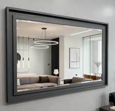Large Grey Solid Wood Mirror