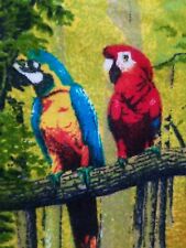 Wildlife Throw Bird Throw Wall Hanging Parrots River Trees Forest Fabric Vintage