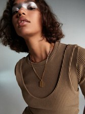 ZARA Women BROWN Cropped Tee