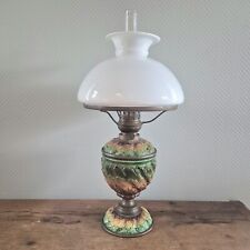 Antique Majolica Oil Lamp