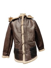 LEATHER SHEEPSKIN Shearling Flying Pilot Aviator Bomber Bike B-3 Jacket Coat WW2
