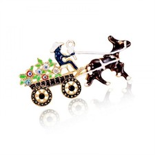 Christmas Donkey Nativity Enamel Crystal Brooch Pin Flower Shepherd Jewellery