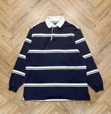 Gant Pullover Long Sleeve Navy Blue And White Stripe Rugby Shirt Men’s XL