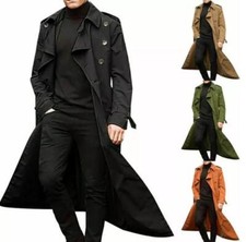  Men's Lapel Long Trench Coat