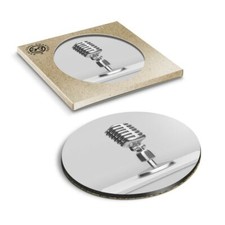 1 x Boxed Round Coasters - BW - Microphone Radio Broadcast #37236