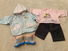 ? VINTAGE ZAPF BABY CHOU ? ADORABLE 4 PIECE 2004 RAINCOAT & WELLINGTON BOOTS