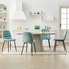 4X Velvet Dining Chairs Metal