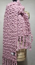 HOUSE OF FRASER SCARF PINK CHUNKY OVERSIZED PLAIT KNIT WOOL MIX