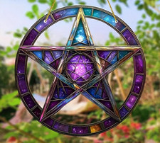 Gothic Witchy Pentagram Round