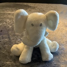 Marks And Spencer Small Cream Elephant Soft Toy, Cord Inner Ears, Feet, Tail.