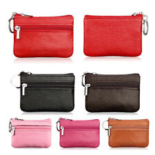 Women Key Ring Leather Mini Purse Coin Small Change Bag Card Wallet Pouch Zip Up