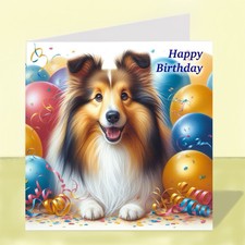 Shetland Sheepdog, Sheltie Dog Birthday Greetings Card
