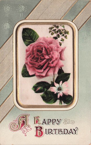 Antique birthday card velvet - antique,