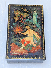 Vintage Russian Lacquer Box Palekh The Stone Flower Handpainted Signed by Artist