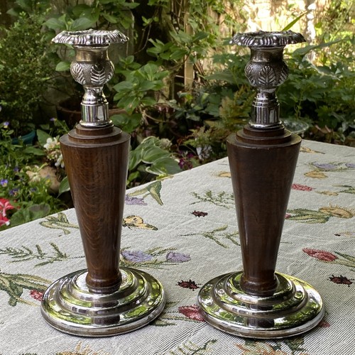 Vintage wooden silver tone - wooden,