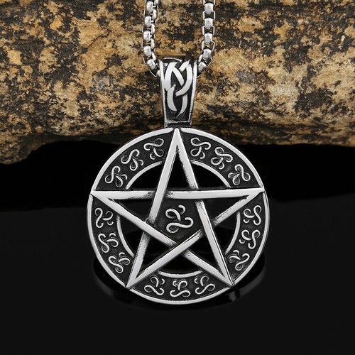 Vintage pentagram mens pendant - vintage,