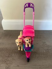 2015 Mattel Barbie’s Dog Stroller, Walking Dog Taffy + Puppy in Basket
