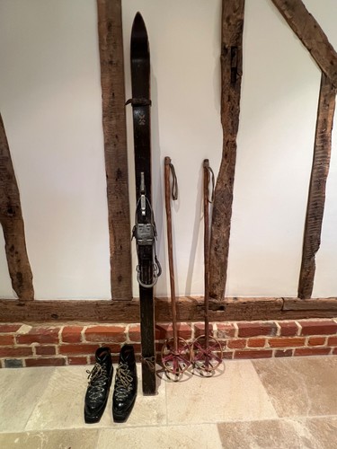 Antique wooden skis poles and - skis,,