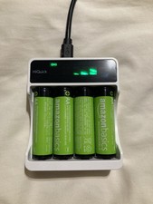 HiQuick LCD Battery Charger AA & AAA Type C and Micro USB & 4 Amazon Batteries 
