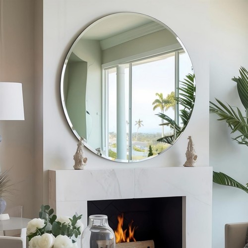 Frameless round mirror wall - round,