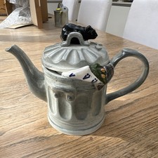 South West Ceramics 1990 Teapot Grey Bin With Black Cat. Early Cardew