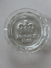 Elizabeth R 1953 Coronation Glass Ashtray Vintage Collectable