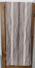 Vintage Brown Cream Woven Curtains Pair 70s Striped Wool Fabric 44" W & 66" L
