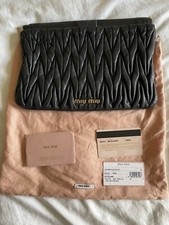 Miu Miu by Prada matelasse black nappa leather clutch pouch bag