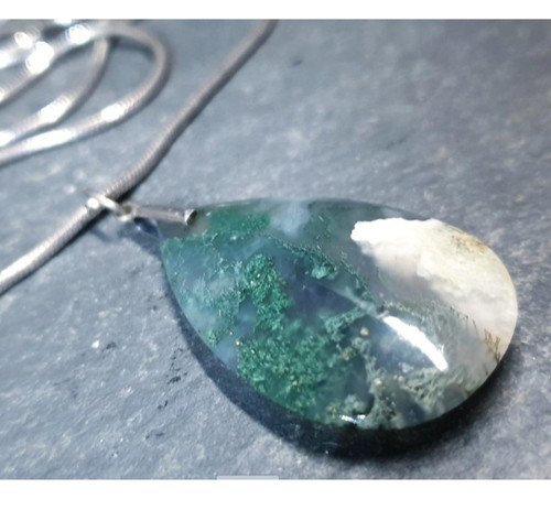 Large moss agate teardrop - large,