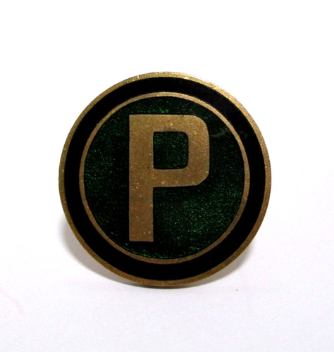 Gold letter green enamel - gold,