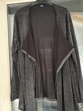 Wallis Black/Silver Waterfall Lurex Cardigan Size M
