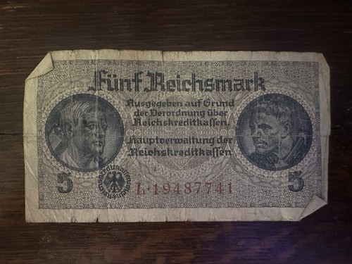Reichsmark banknote serial - 5, banknote,