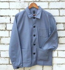 60s Style French Chalk Blue Cotton Twill Chore Work Jacket S M L XL 2XL