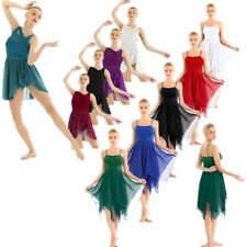 UK Women's Chiffon Lyrical Ballet Dance Dress High-Low Skirt Ballroom Dancewear