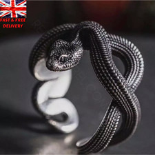 Men's Black Python Snake Ring