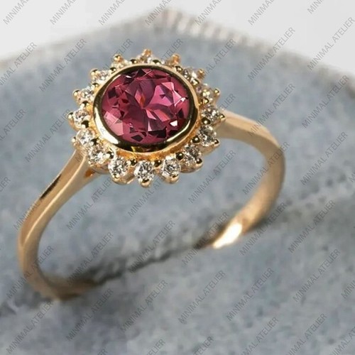 Tourmaline gemstone cz - cz, halo