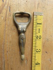 OLD BRASS NUDE LADY BOTTLE