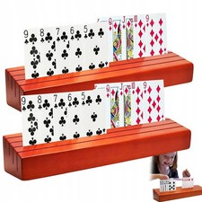 2x Spruce Playing Card Deck Holder - Poker Party Base Stand Rack UNO Game Games