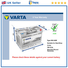 AGM Car Battery A7 Varta 096