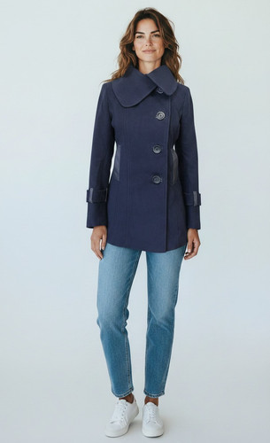 Mackage navy blue peacoat wool - navy,