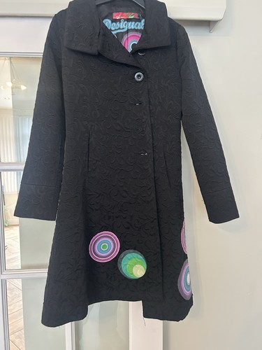 Desigual black textured coat - desigual,