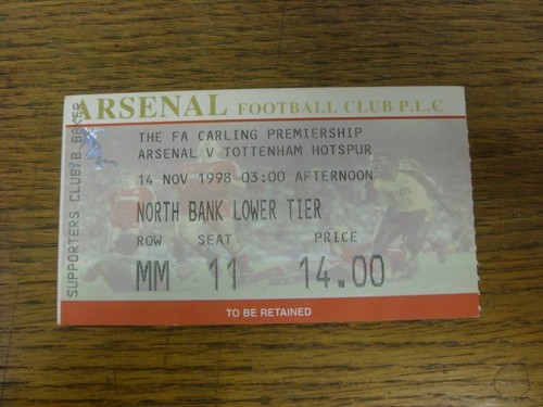 1998 ticket arsenal - arsenal, v
