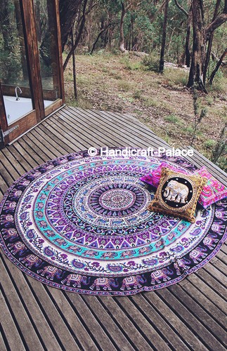 Round indian elephant mandala - indian,