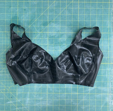 Latex Rubber fetish wear lingerie Black Pinstripe Bra 36d Rrp £109