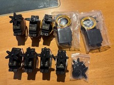 Job lot: 9 Servos - x4 Futaba S3010 Servos & x5 Hextronik HX5010 BB STD RC Plane