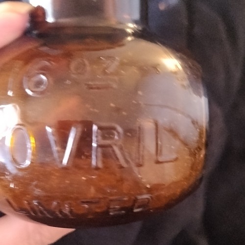 Bovril amber glass embossed - bovril,