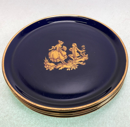 Limoges cobalt courting - cobalt,
