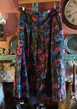 Vintage DAKS London Designer Midi Skirt, UK 14, Multicoloured Vibrant Floral