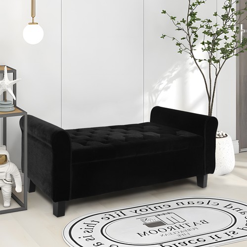 Velvet storage bench with - 51",